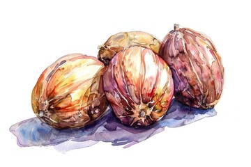 Aufkleber - Three onions arranged on a table, suitable for food or cooking related concepts