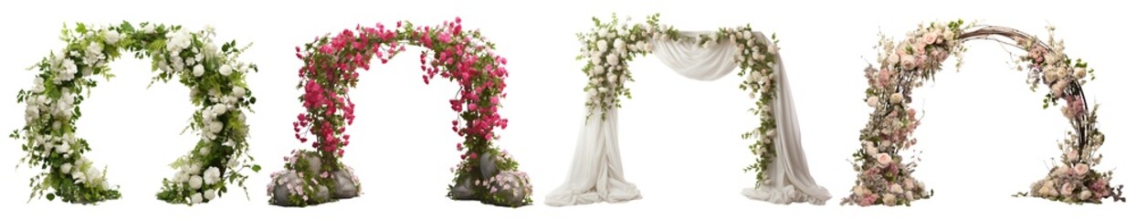 Wall Mural - Set of beautiful wedding flower arches, cut out