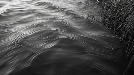 Poster - A serene black and white image of a peaceful lake. Suitable for various design projects