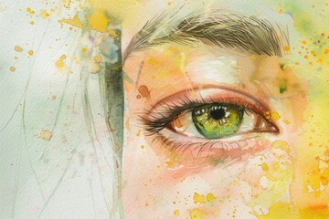 Poster - Detailed close up of a person's eye with watercolor paint, suitable for artistic projects