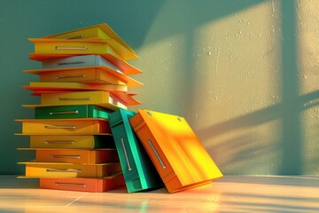 Poster - A stack of books on a wooden table, suitable for various educational and reading concepts