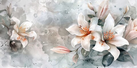 Poster - Colorful flower painting on a wall, suitable for home decor