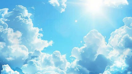 Poster - A plane flying through a cloudy blue sky. Suitable for travel and aviation concepts