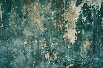 Poster - A weathered wall with peeling paint, suitable for backgrounds or textures