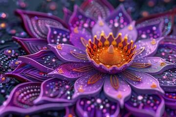 Poster - Detailed close up of a purple flower on a table, suitable for various design projects