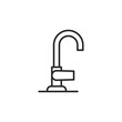 This icon showcases a modern sink faucet, commonly used in kitchen and bathroom designs. It's a minimalist line art representation suitable for home improvement, interior design. Vector illustration