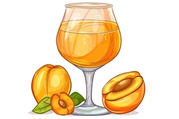 Poster - Fresh apricot juice in a glass with sliced apricots, perfect for a healthy lifestyle concept