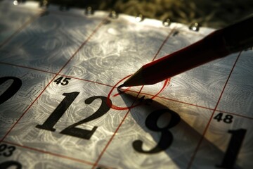 Poster - A close up view of a calendar with a pencil, suitable for office or planning concepts