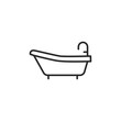 Bathtub icon. Simple bathtub with shower icon for web design, mobile apps, and home decor themes. Ideal for illustrating bathroom amenities and home comfort. Vector illustration.