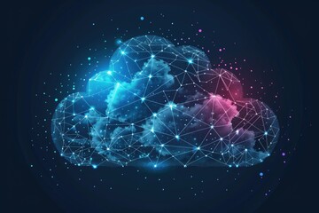 Aufkleber - A cloud connected by lines and dots, suitable for technology concepts