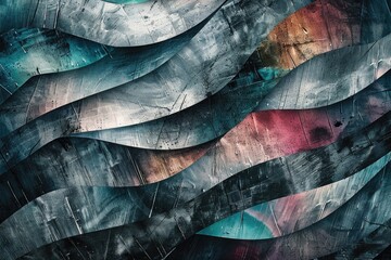 Poster - Colorful abstract painting featuring a group of umbrellas. Suitable for various design projects