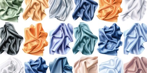 Aufkleber - Various colored silks displayed on a clean white backdrop. Ideal for fashion or textile design projects