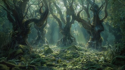 Poster - Lush green forest scenery, perfect for nature themes