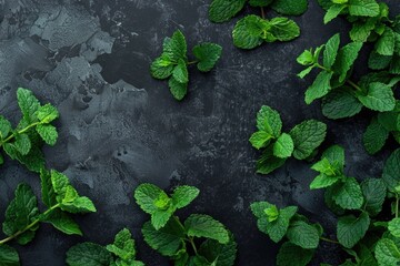 Aufkleber - Fresh green leaves on a dark background, suitable for various nature-themed designs