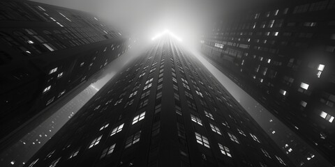 Poster - A monochrome image of a tall building, suitable for architectural projects