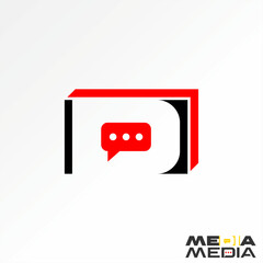Poster - Logo design graphic concept creative premium vector stock 3D block letter initial D with talk symbol negative space. Related typography monogram brand