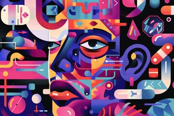Poster - A digital painting of a woman's face. Ideal for digital art projects