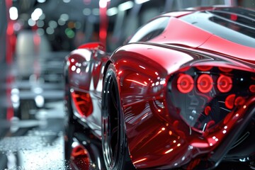 Canvas Print - A detailed shot of a red sports car. Ideal for automotive advertisements