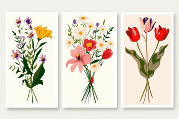 Poster - Three beautiful floral greeting cards for various occasions