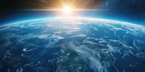 Poster - A beautiful sunrise view over the earth. Ideal for travel and nature concepts