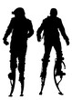 Silhouette athletes of stilts on white background  