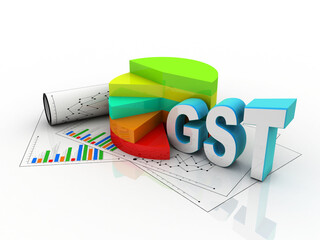 Sticker - 3d rendering Stock market online business concept. business Graph with GST