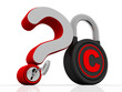

3d illustration copyright lock with question mark