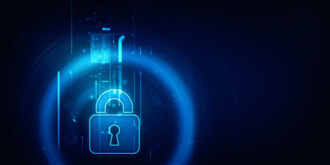 2d illustration Safety concept: Closed Padlock on digital background