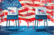 illustration of voting , american flag on background. Election in USA