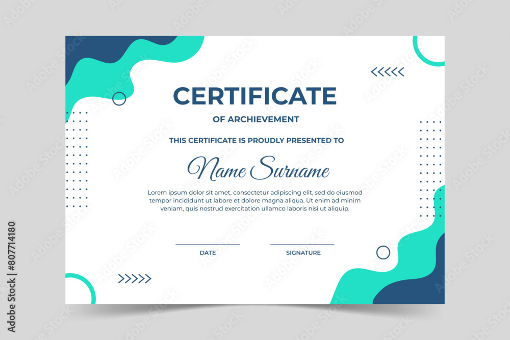 Modern elegant green certificate template with geometric shape ...