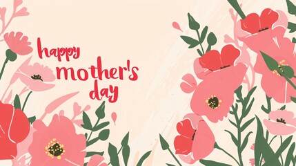 Sticker - happy mother's day card with flowers