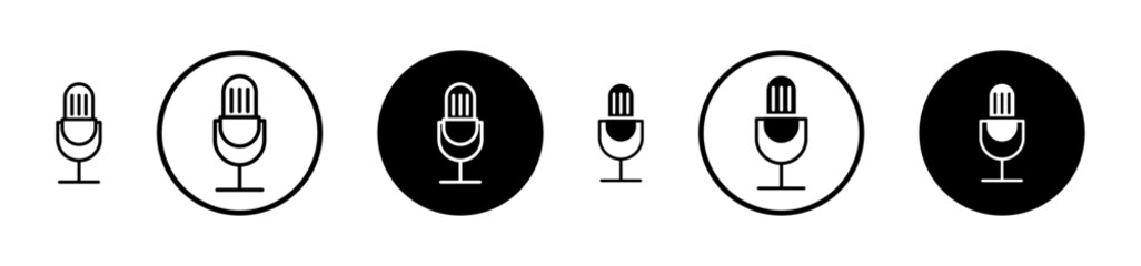 Wall Mural - Audio speech podcast mic line icon set. Voice record mike line icon suitable for apps and websites UI designs.