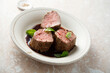 Roasted beef fillet with red wine sauce