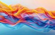 a blue, red, orange and yellow abstract wave with colorful smoke
