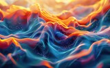Fototapeta Uliczki - Dynamic ocean waves blue and orange abstract background