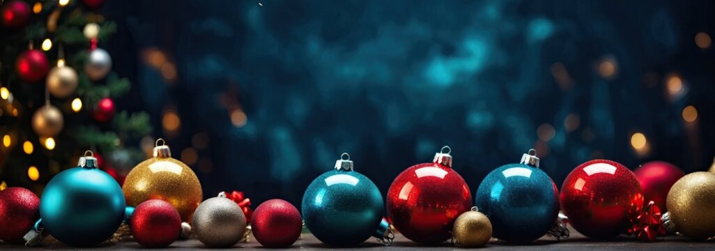 Beautiful christmas balls and christmas decorations with text space
