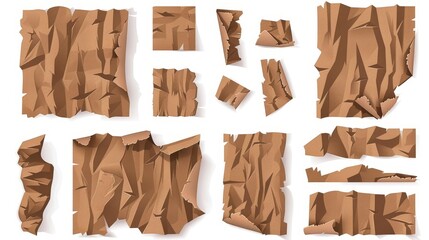 Poster - This is an image of ripped cardboard paper with a corrugated texture isolated on a white background, with the edges blank. This is a realistic 3d modern illustration for ads designs.