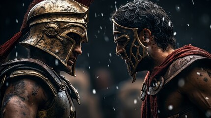 Poster - Gladiators poised for combat in tense standoff