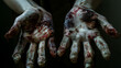 Scary ghost hands, hands with blood, Halloween festival concept
