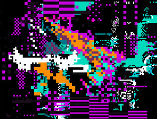 Aufkleber - Abstract pixel art background with colorful noise. Lo-fi glitch art effect.