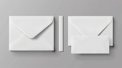 Poster - dl and c6 white envelope templates. blank envelopes, letter covers with front and back views. a mock