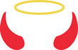 Angel halo and devil red horns. Angel and devil sign. Holy nimbus and red horns symbol. flat style.