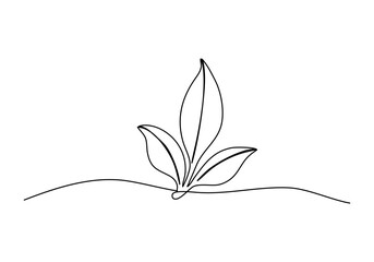Wall Mural - Plant, one line drawing vector illustration.