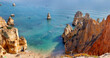 Algarve Felsenküste, Praia da Marinha, Carvoeiro, Lagos, Portugal, Spanien, Europa, Panorama 