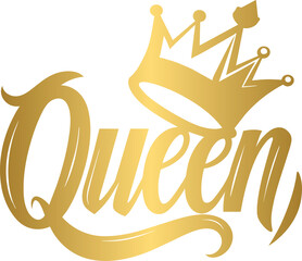 Wall Mural - Golden Queen word with crown