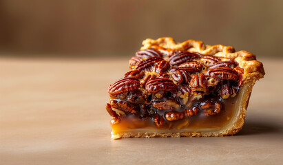 Sticker - A slice of pecan pie is shown on a table