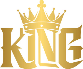 Wall Mural - Golden king word with crown