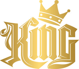 Wall Mural - Golden king word with crown