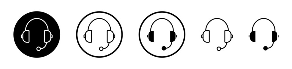 Wall Mural - Headset Icon Collection. Customer Support Headphone Vector Symbol.