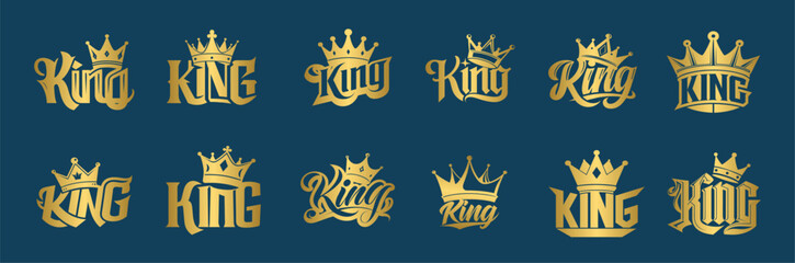 Wall Mural - Golden King word with crown